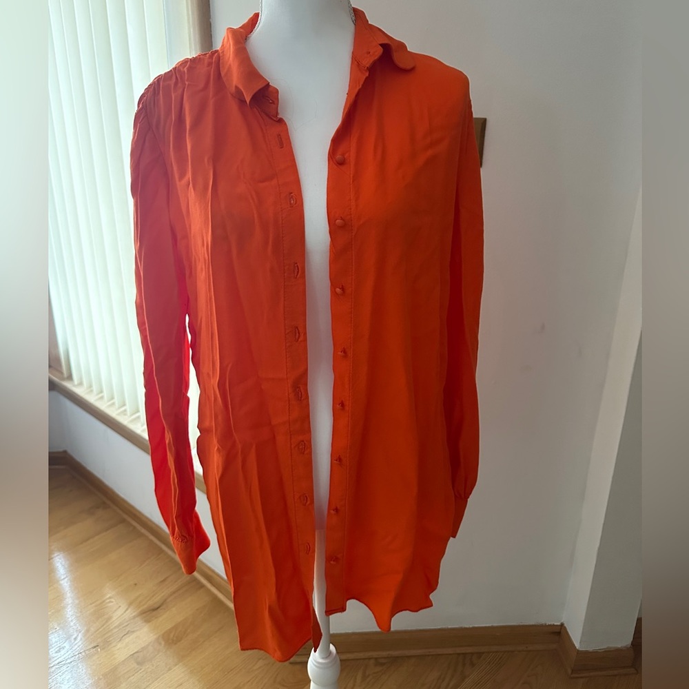 Vibrant Orange Button-Up Shirt